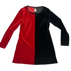 My Michelle Vintage Y2K Mod Retro Colorblock Velvet Long Sleeve Dress